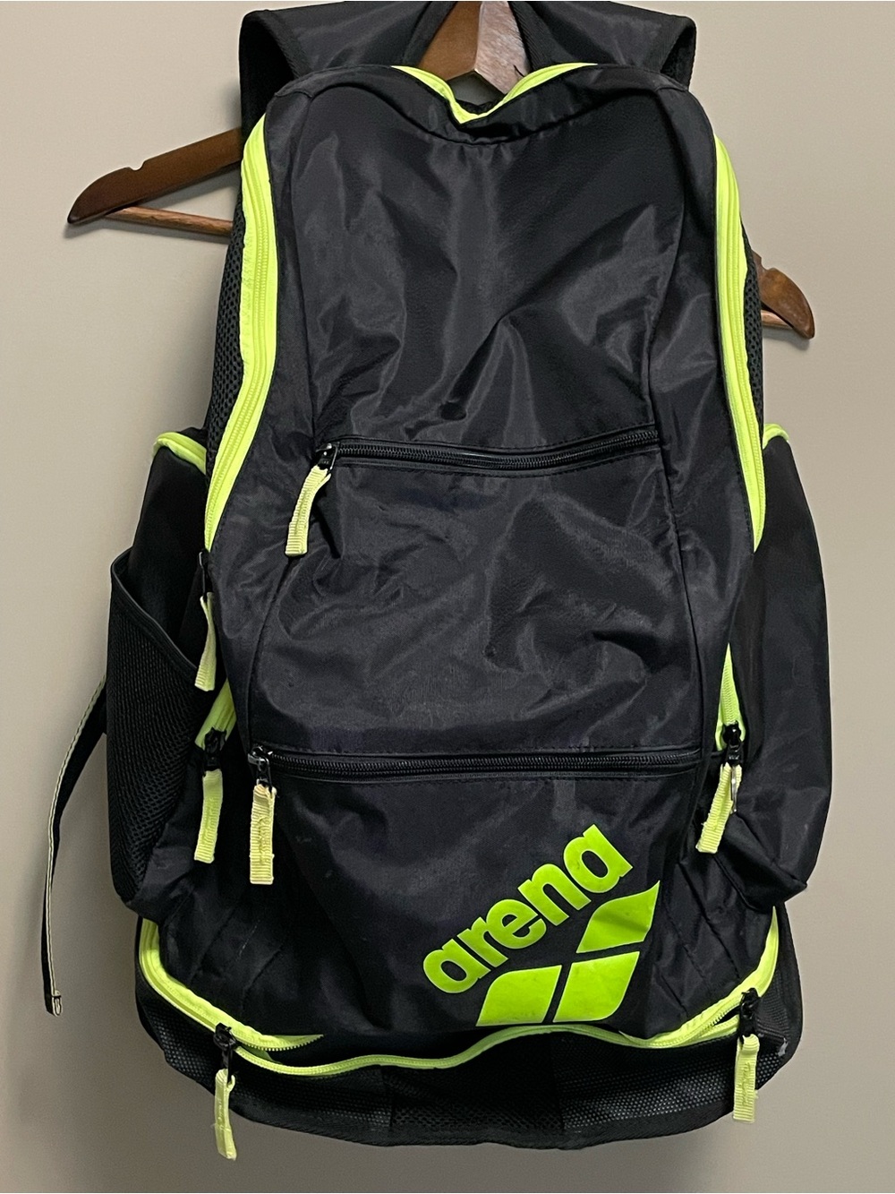 Arena Black & Neon Green Swim Backpack Large